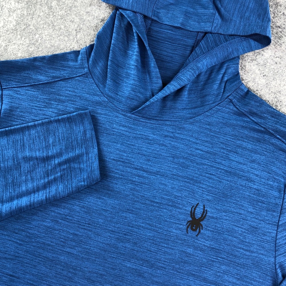 Spyder Active Mens L Blue Performance Long Sleeve Lightweight Hoodie Casual